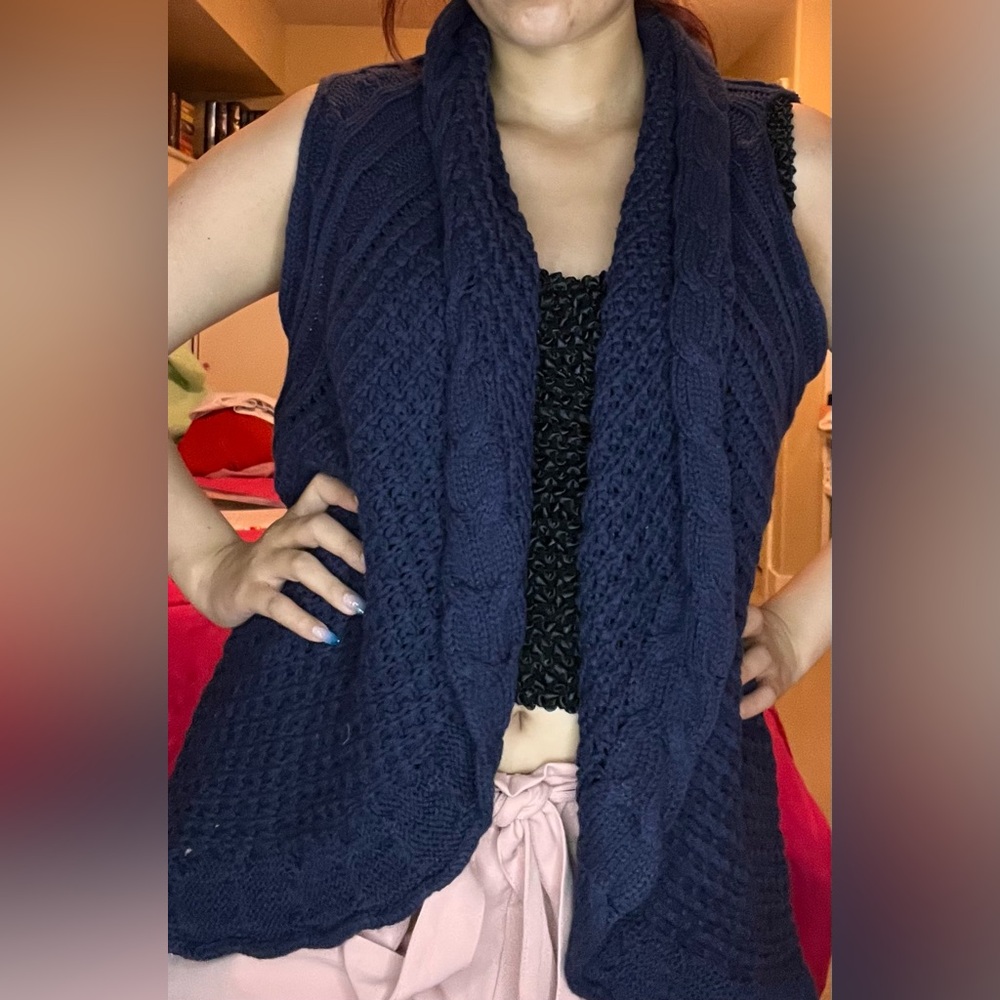 Blue knit sweater vest